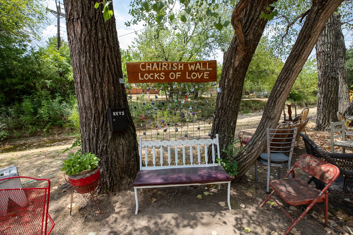 The Chairy Orchard in Denton, Texas roadside attraction