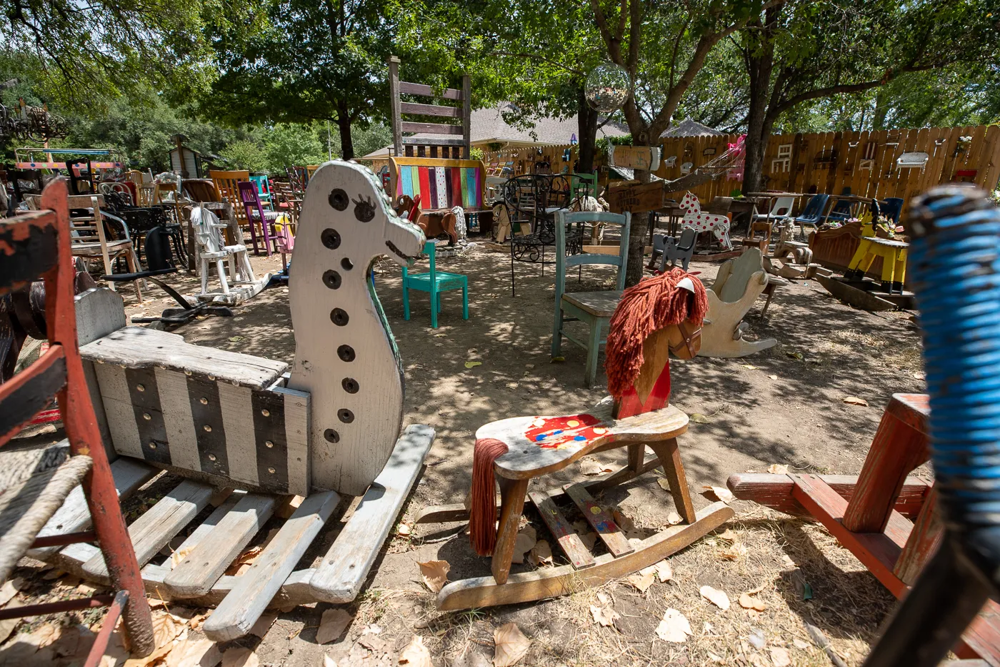 The Chairy Orchard in Denton, Texas roadside attraction