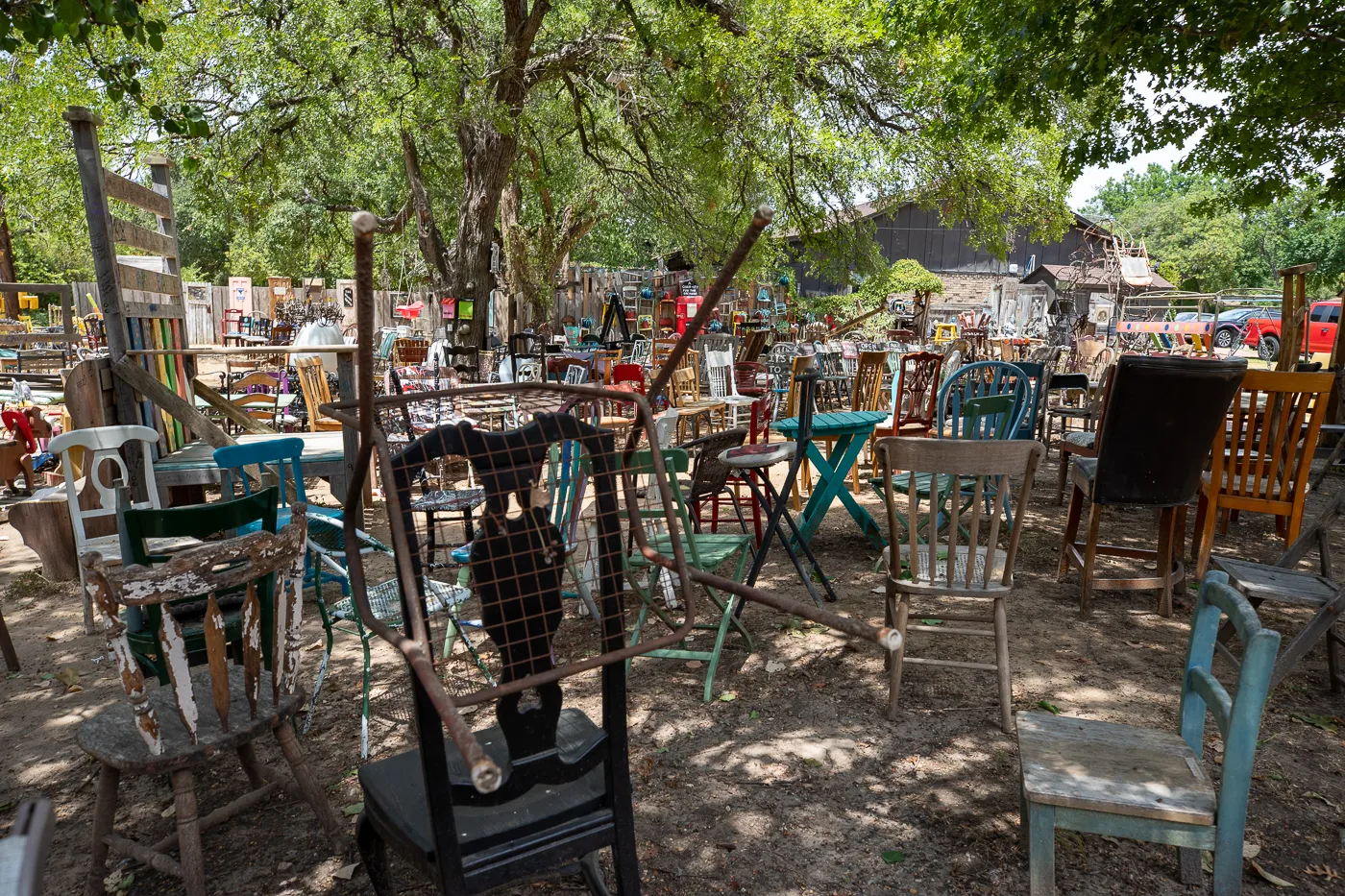 The Chairy Orchard in Denton, Texas roadside attraction