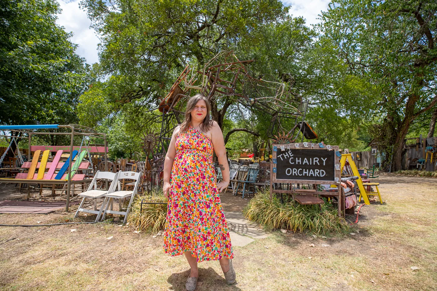 The Chairy Orchard in Denton, Texas roadside attraction