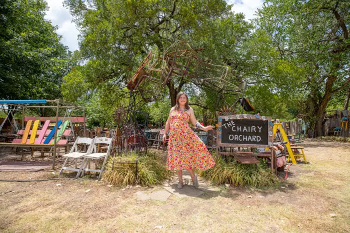 The Chairy Orchard in Denton, Texas roadside attraction