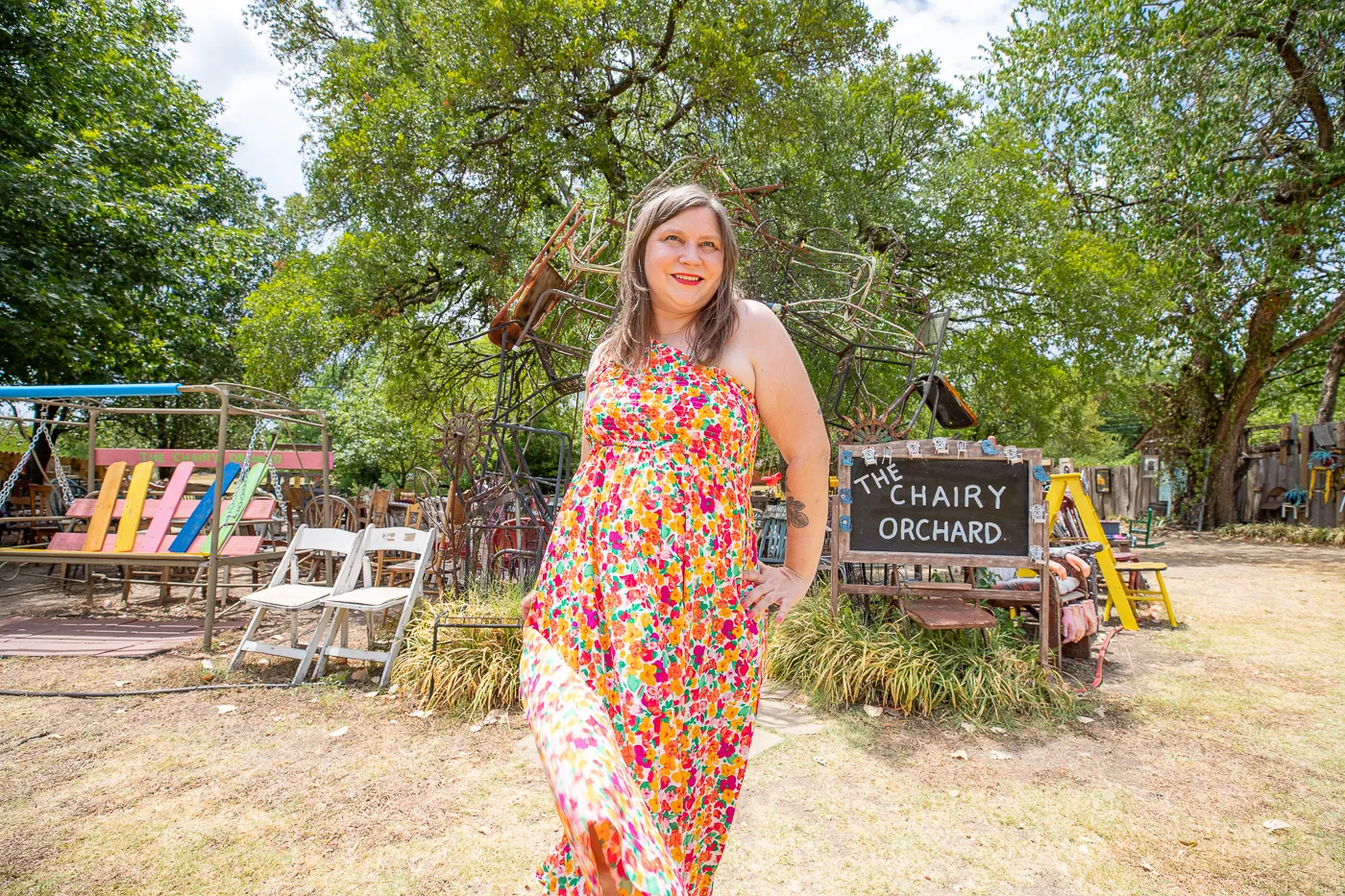 The Chairy Orchard in Denton, Texas roadside attraction