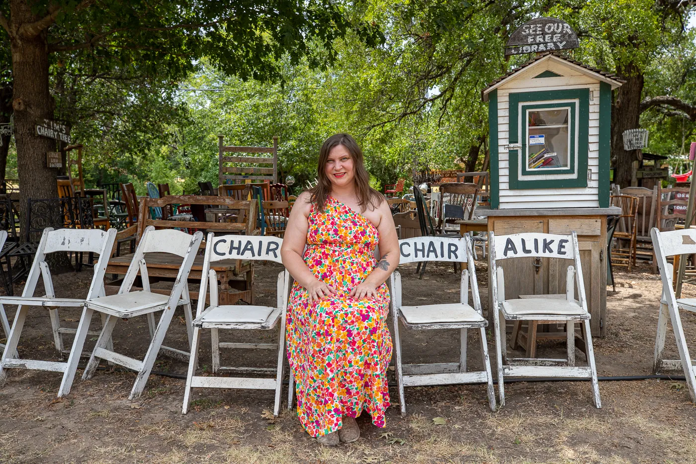 The Chairy Orchard in Denton, Texas roadside attraction