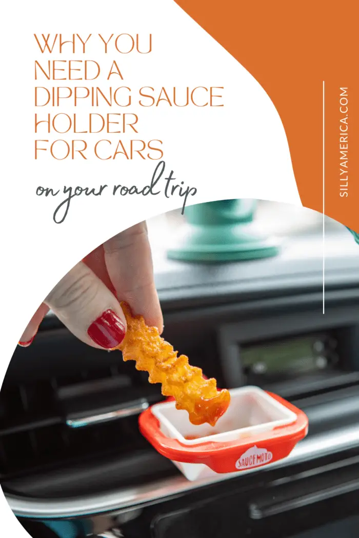 If you love taking road trips, here is something unusual that you just have to pack: a Saucemoto dipping sauce holder for cars. A car dipping sauce holder, like the Saucemoto Dip Clip, clips into your car's air vent and provides a convenient container for whatever condiment you prefer. Click through to find out why this is a must have road trip accessory! #RoadTrip #FastFood #DippingSauce #Condiments #RoadTripFood #Saucemoto
