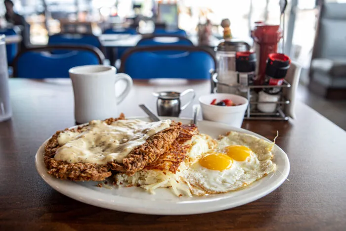 Road Trip Lunch Ideas - Chicken fried steak and eggs at Sunnyside Diner in Oklahoma City