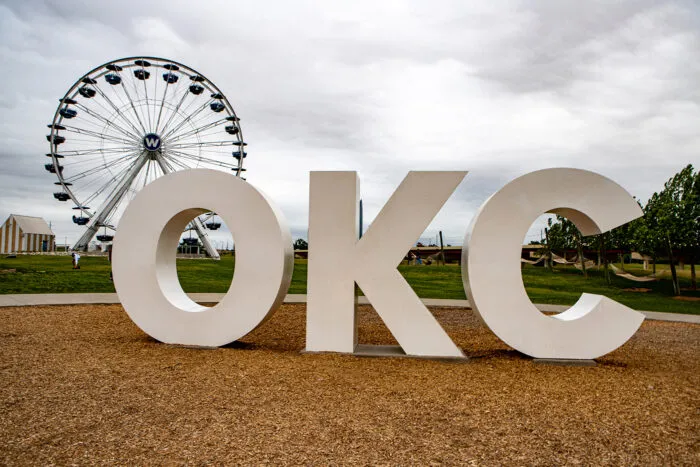 Wheeler Ferris Wheel and OKC Sign in Oklahoma City