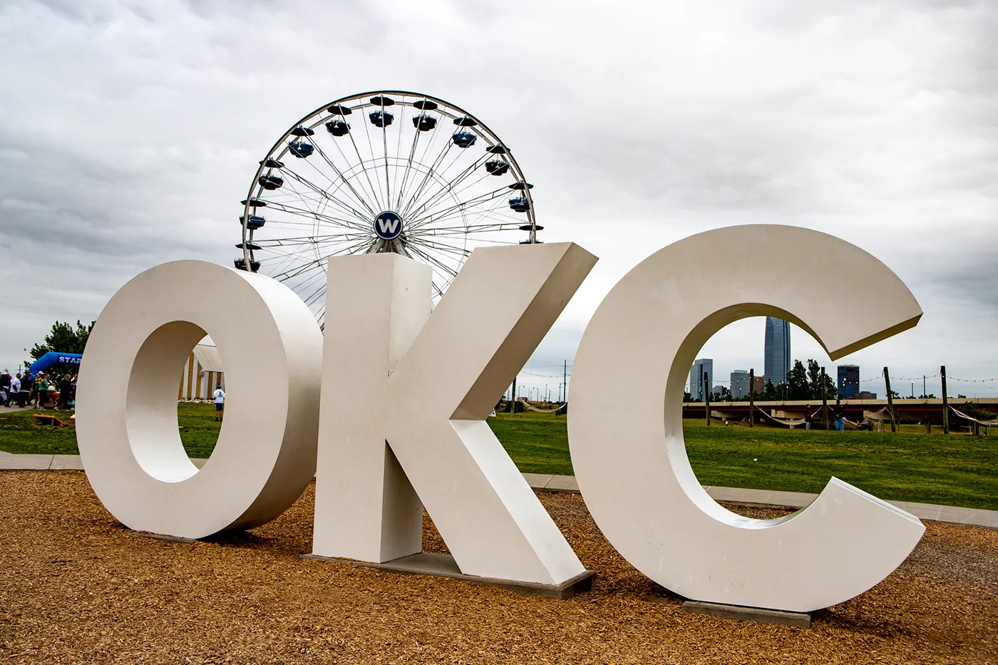 Wheeler Ferris Wheel and OKC Sign in Oklahoma City