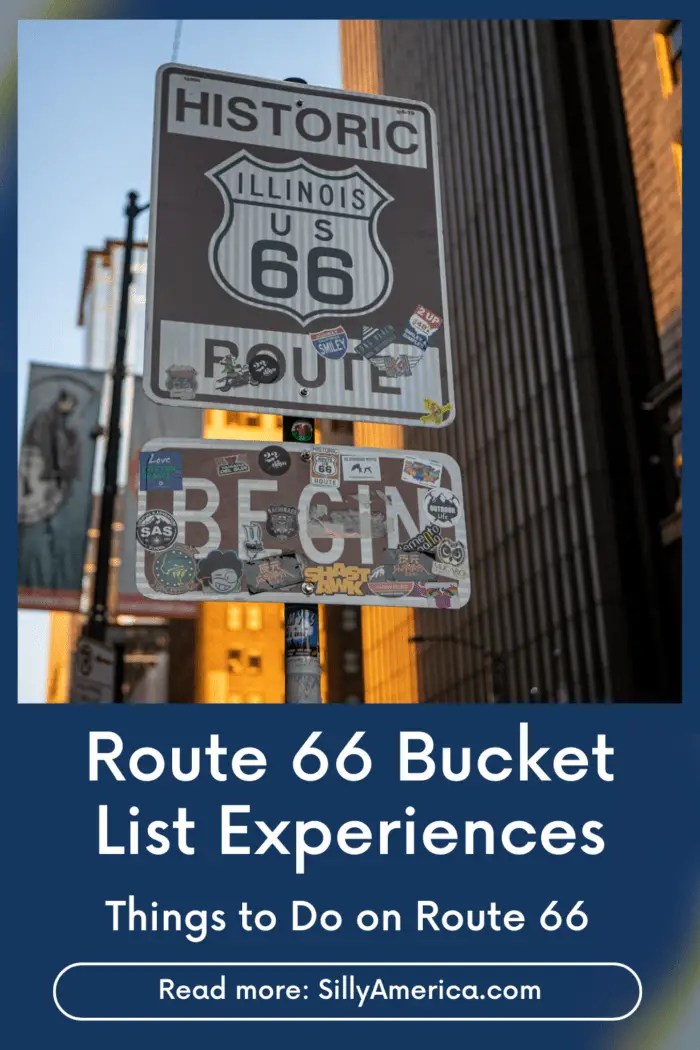Route 66 runs nearly 2,500 miles across cover across eight states. At every turn you'll find a treasure trove of vintage motels, roadside attractions, natural wonders, iconic restaurants, and more. While driving Route 66 is a bucket list experience in itself, the journey is filled with Route 66 bucket list experiences and amazing things to do. If you're planning a Route 66 road trip, be sure to add this list of things to do on Route 66 to your travel itinerary and Route 66 bucket list. #Route66