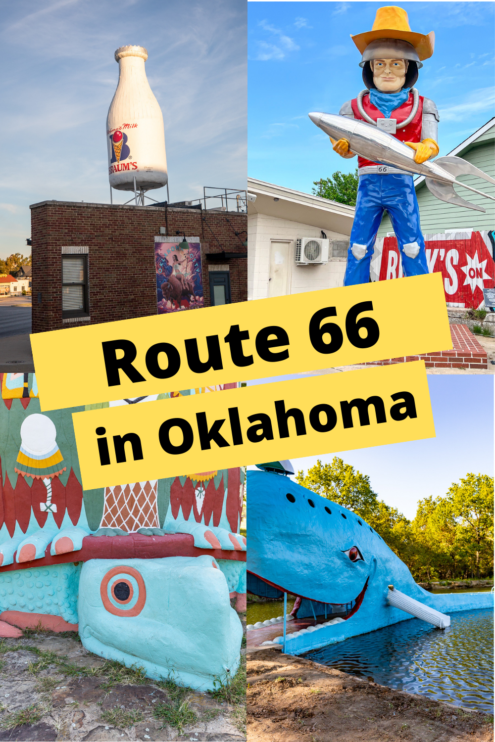 If you’re looking for classic roadside attractions, iconic diners, informative museums, and nostalgic nods to the past, a road trip on Route 66 in Oklahoma offers everything you’re looking for. Pull over at any and all of the stops on this complete list of Oklahoma Route 66 Attractions and start planning your road trip on the Mother Road today. #Route66 #Oklahoma #Route66RoadTrip #OklahomaRoute66 #OklahomaRoute66RoadTrip #OklahomaRoadTrip #travel #RoadTrip