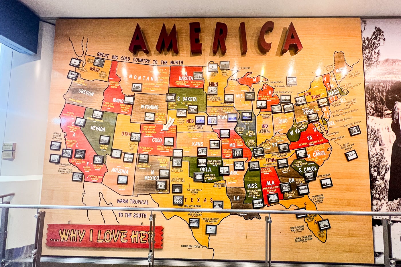 America, Why I Love Her - Roadside Attraction Map at Denver International Airport in Colorado