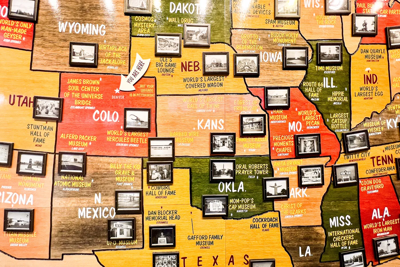 America, Why I Love Her - Roadside Attraction Map at Denver International Airport in Colorado