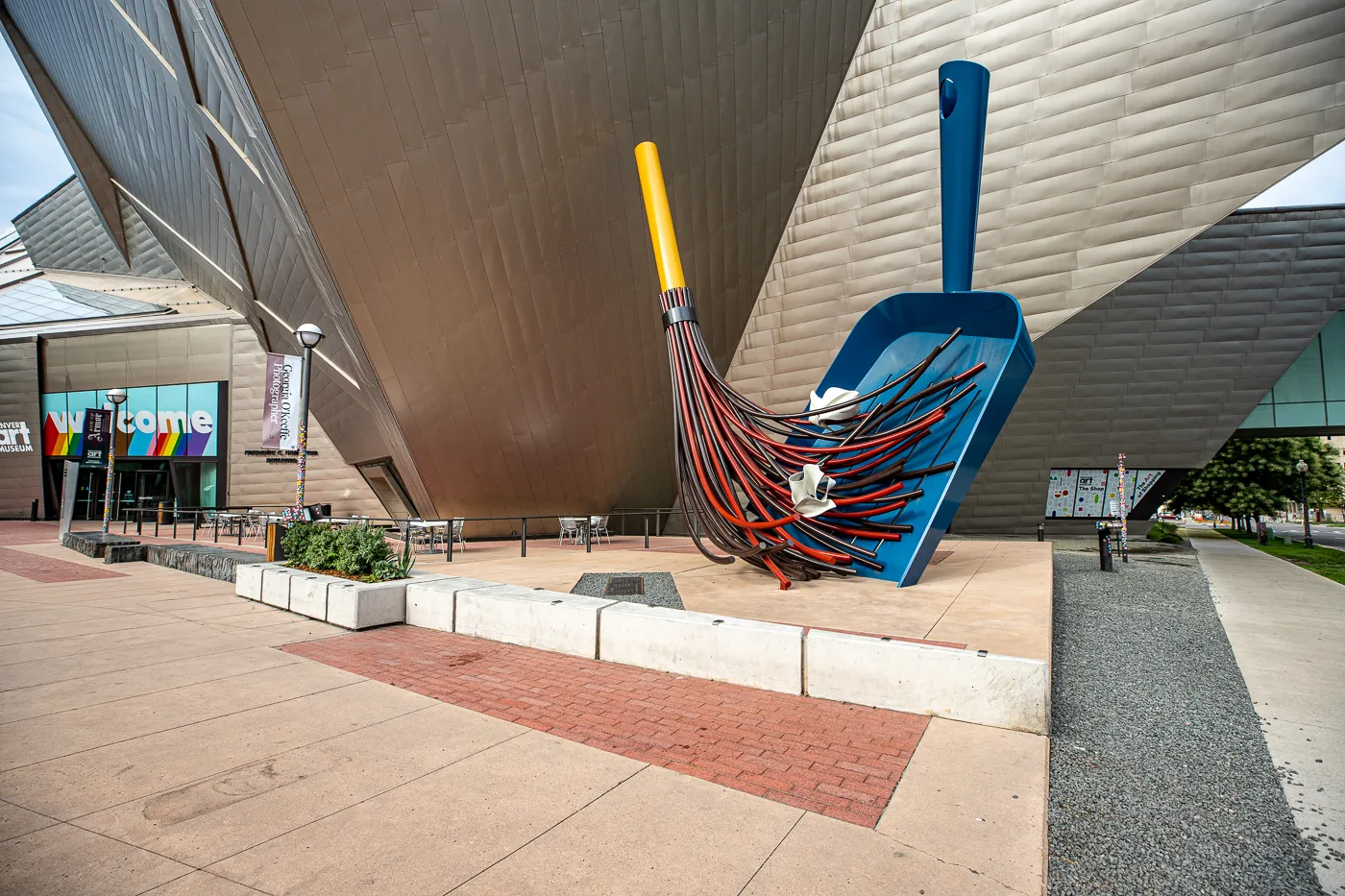 Big Sweep in Denver, Colorado - Giant dustpan and broom roadside attraction at the Denver Art Museum