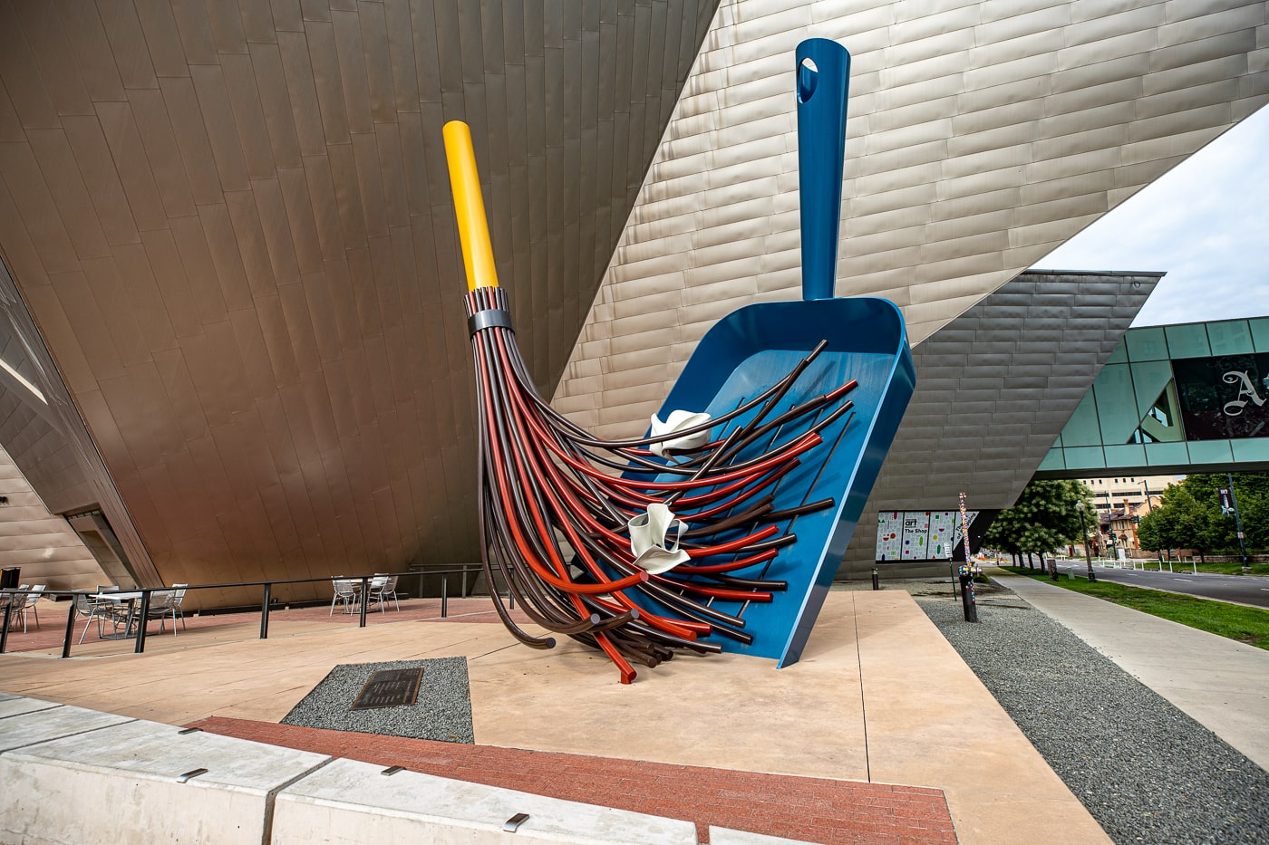 Big Sweep in Denver, Colorado - Giant dustpan and broom roadside attraction at the Denver Art Museum