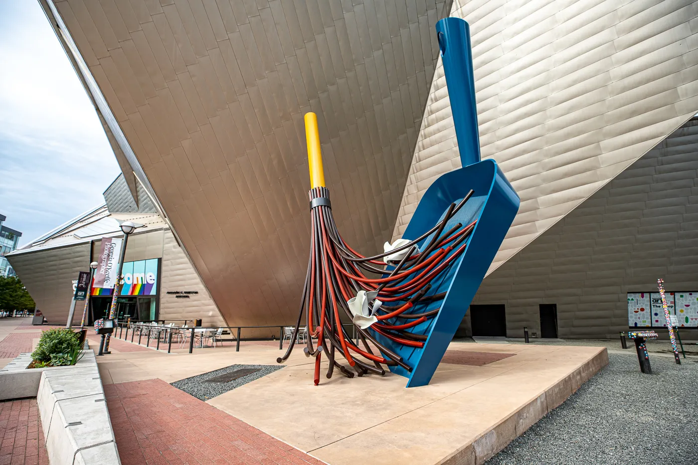 Big Sweep in Denver, Colorado - Giant dustpan and broom roadside attraction at the Denver Art Museum