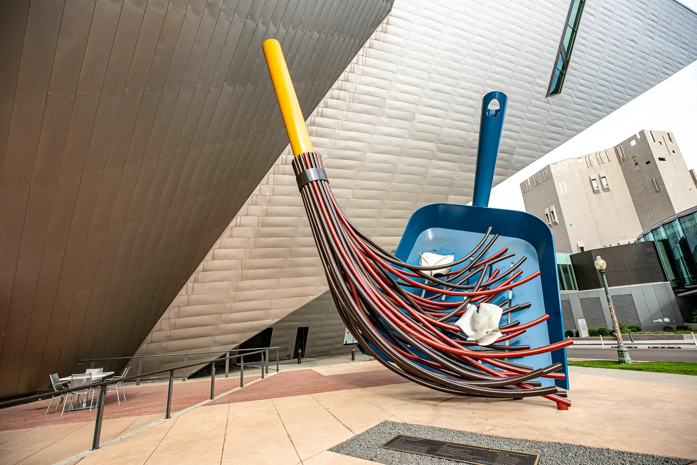 Big Sweep in Denver, Colorado - Giant dustpan and broom roadside attraction at the Denver Art Museum