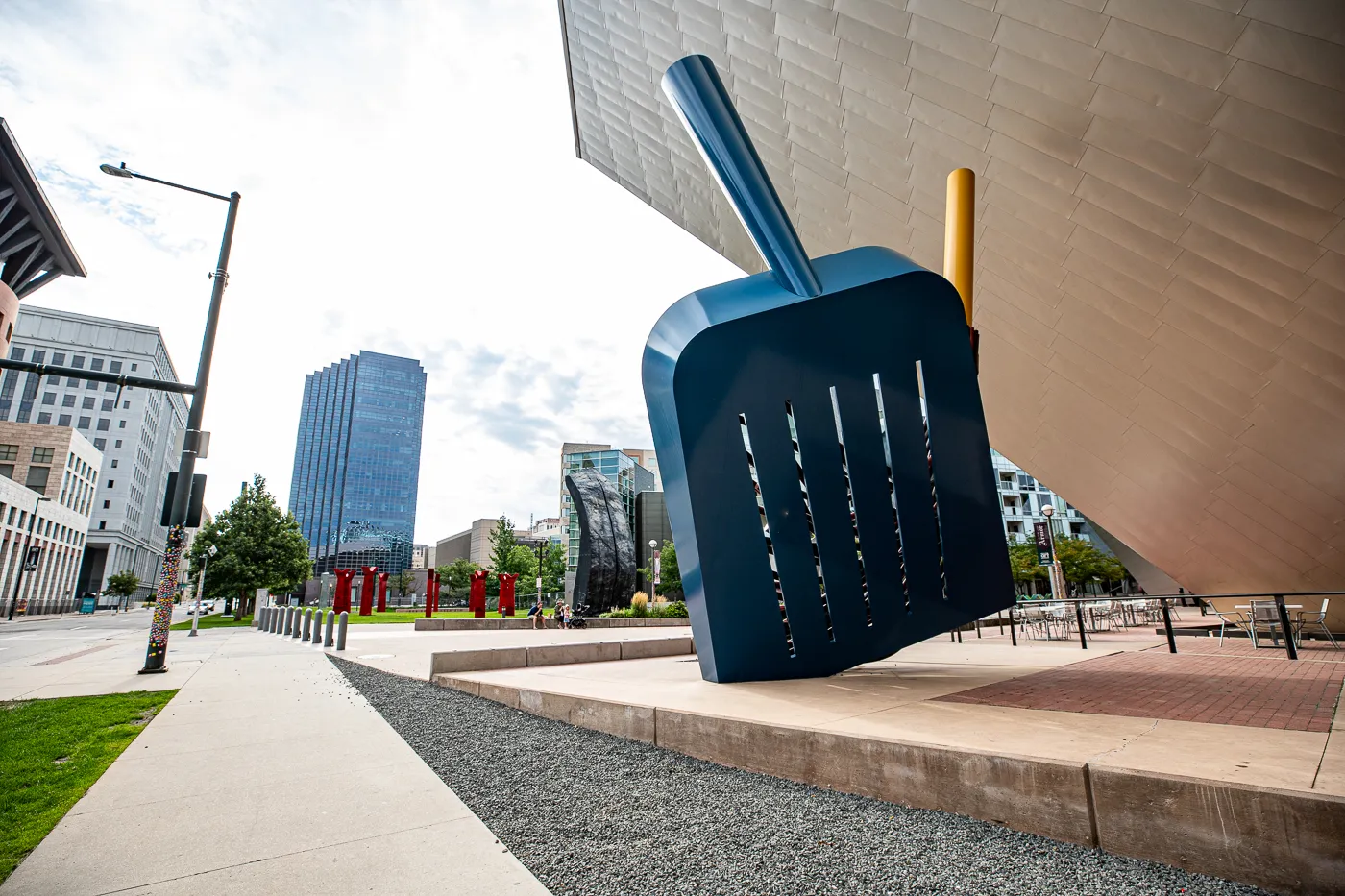 Big Sweep in Denver, Colorado - Giant dustpan and broom roadside attraction at the Denver Art Museum