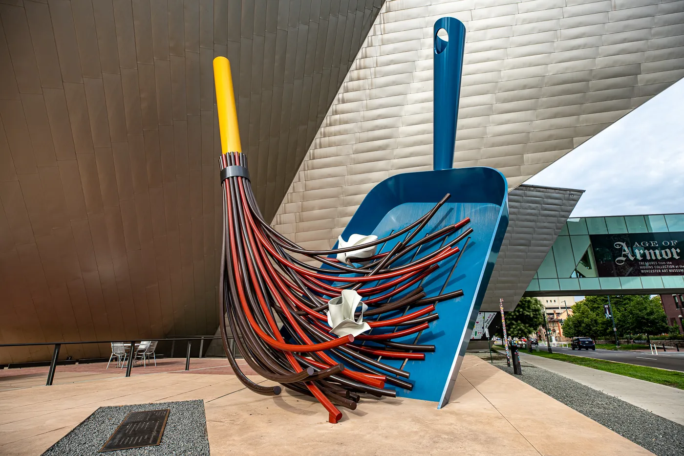 Big Sweep in Denver, Colorado - Giant dustpan and broom roadside attraction at the Denver Art Museum