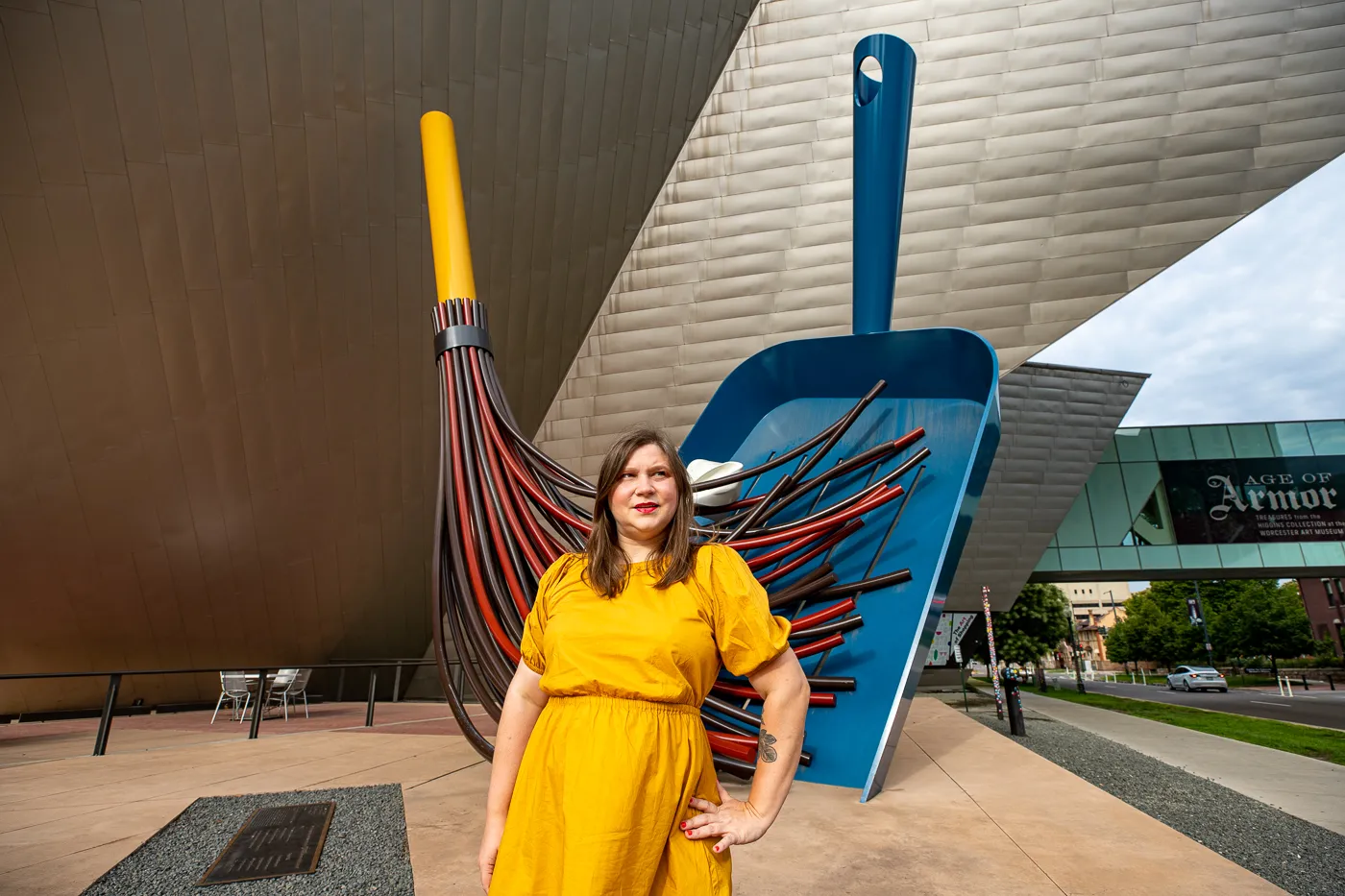 Big Sweep in Denver, Colorado - Giant dustpan and broom roadside attraction at the Denver Art Museum