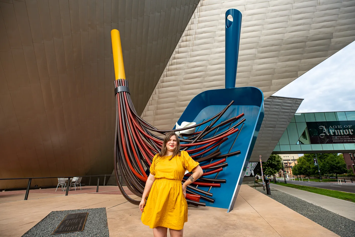 Big Sweep in Denver, Colorado - Giant dustpan and broom roadside attraction at the Denver Art Museum