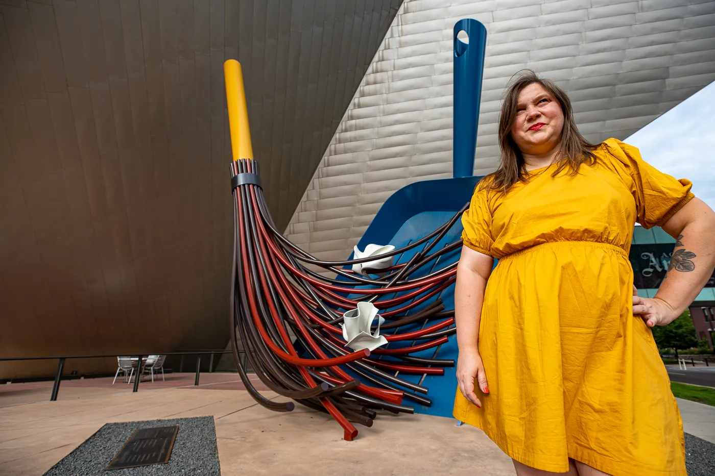 Big Sweep in Denver, Colorado - Giant dustpan and broom roadside attraction at the Denver Art Museum