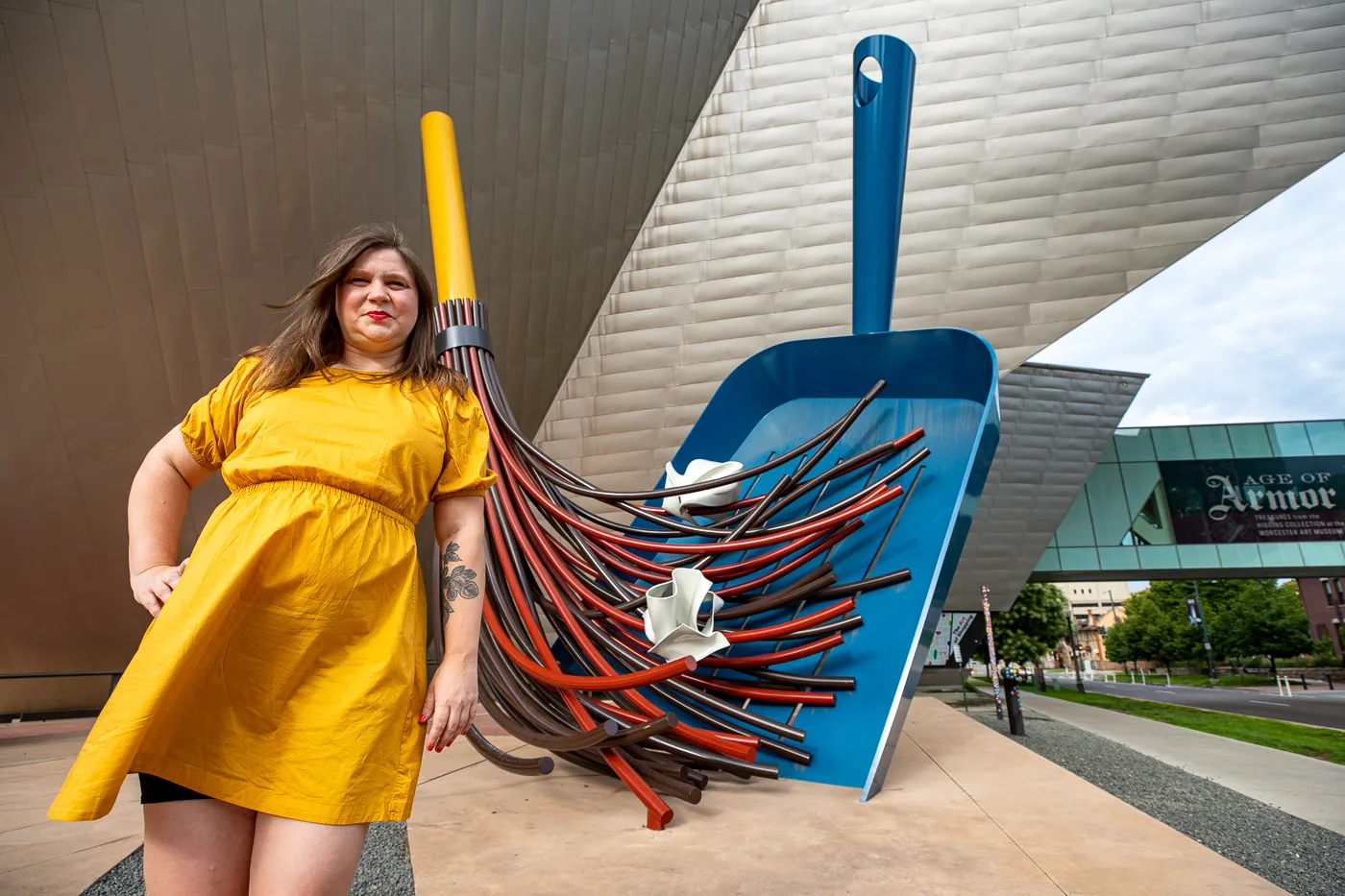 Big Sweep in Denver, Colorado - Giant dustpan and broom roadside attraction at the Denver Art Museum