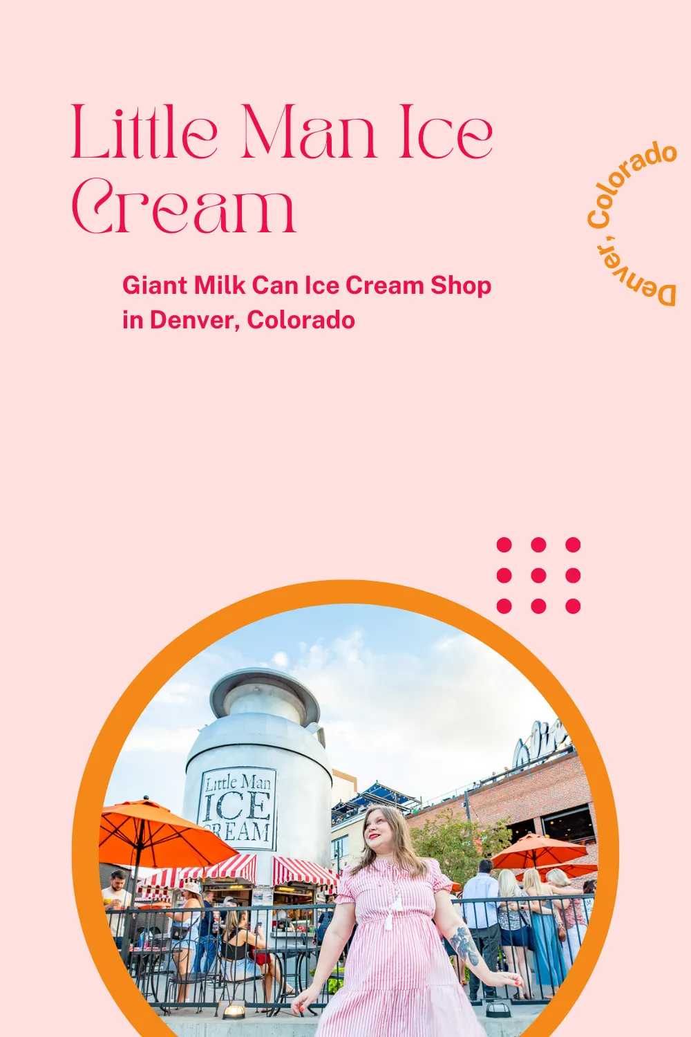 Get the scoop on this Colorado roadside attraction. Little Man Ice Cream in Denver, Colorado serves delicious treats inside of a giant milk can shaped building. It's a sweet stop you can't miss! Located in the Lower Highland neighborhood of Denver (LoHi), the retro ice cream stand is 28-feet tall, 14,000 pounds, and modeled after a 1928-vintage style cream can. #RoadTrip #RoadsideAttraction #RoadsideAttractions #RoadTrips #Denver #Colorado #DenverColorado #IceCream