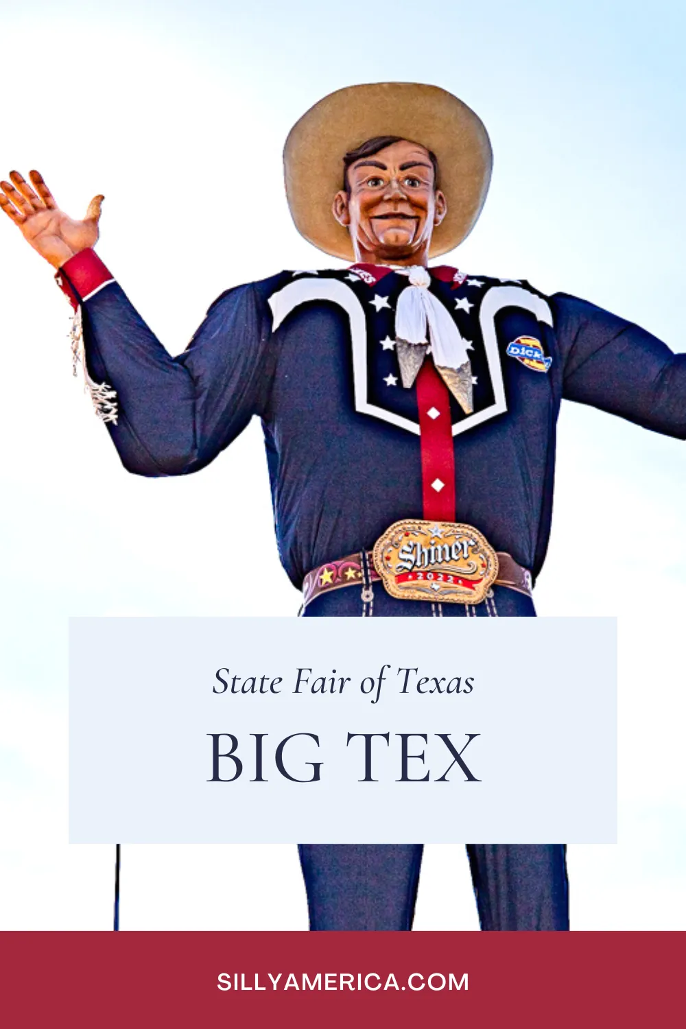 "Howdy, Folks!" This roadside attraction might just be the most recognizable man in Texas, which is saying a lot considering he only makes a brief appearance each year. Big Tex in Dallas, Texas is an icon and ambassador who has been delighting visitors to the State Fair of Texas since 1952. Visit this Texas roadside attraction on your Texas road trip to the state fair! #StateFair #RoadsideAttraction #StateFairOfTexas #Texas #TexasRoadsideAttraction #RoadTrip