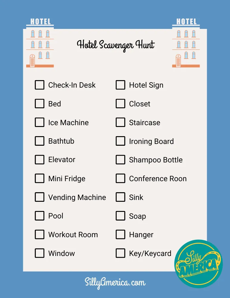 Hotel Scavenger Hunt List