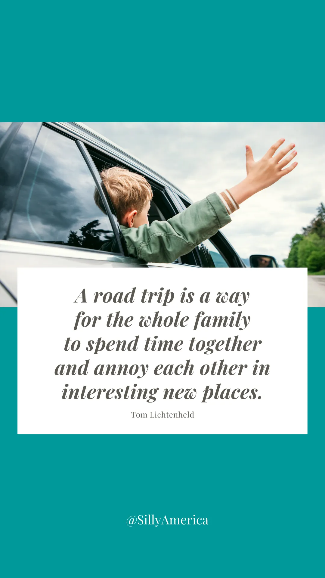 “A road trip is a way for the whole family to spend time together and annoy each other in interesting new places.” Tom Lichtenheld, Everything I Know About Cars