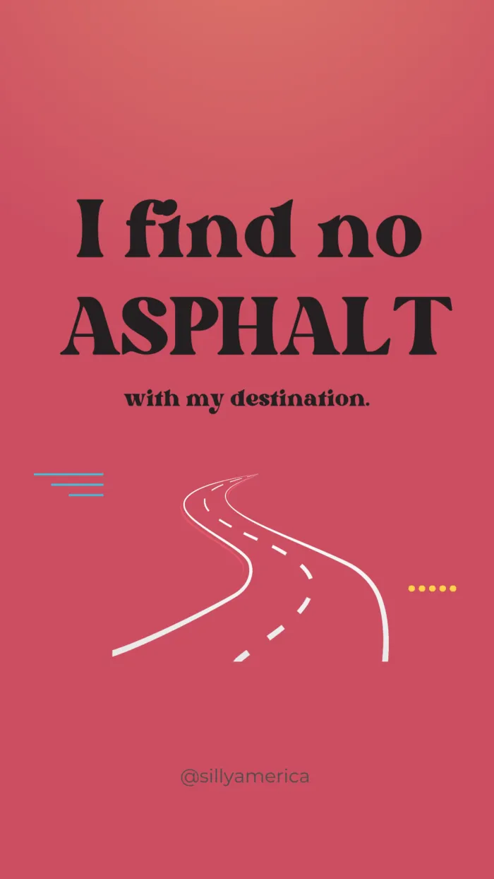 I find no ASPHALT with my destination. - Road Trip Puns