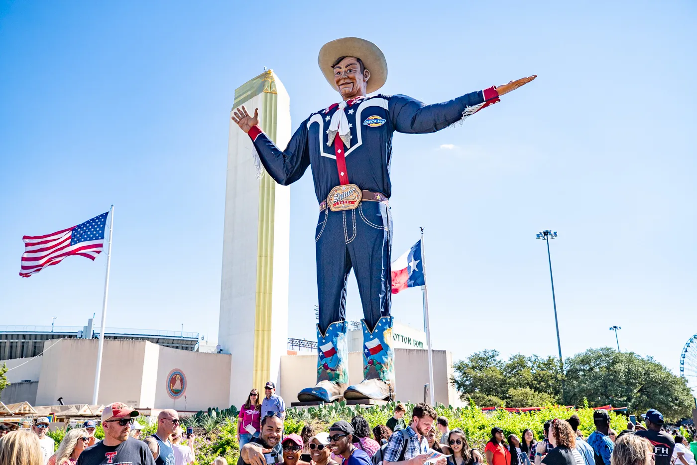 Big Tex at the State Fair of Texas in Dallas Texas. The world's tallest cowboy is the symbol of the Texas State Fair.