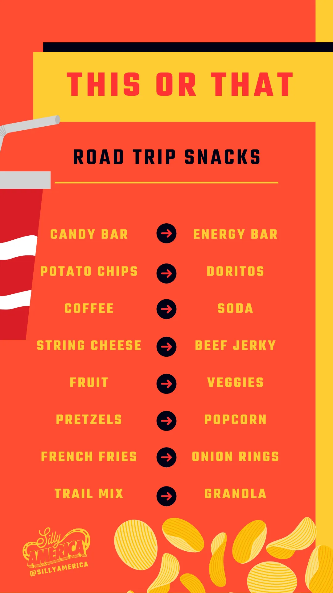 This or That: Road Trip Snacks Instagram Story Game