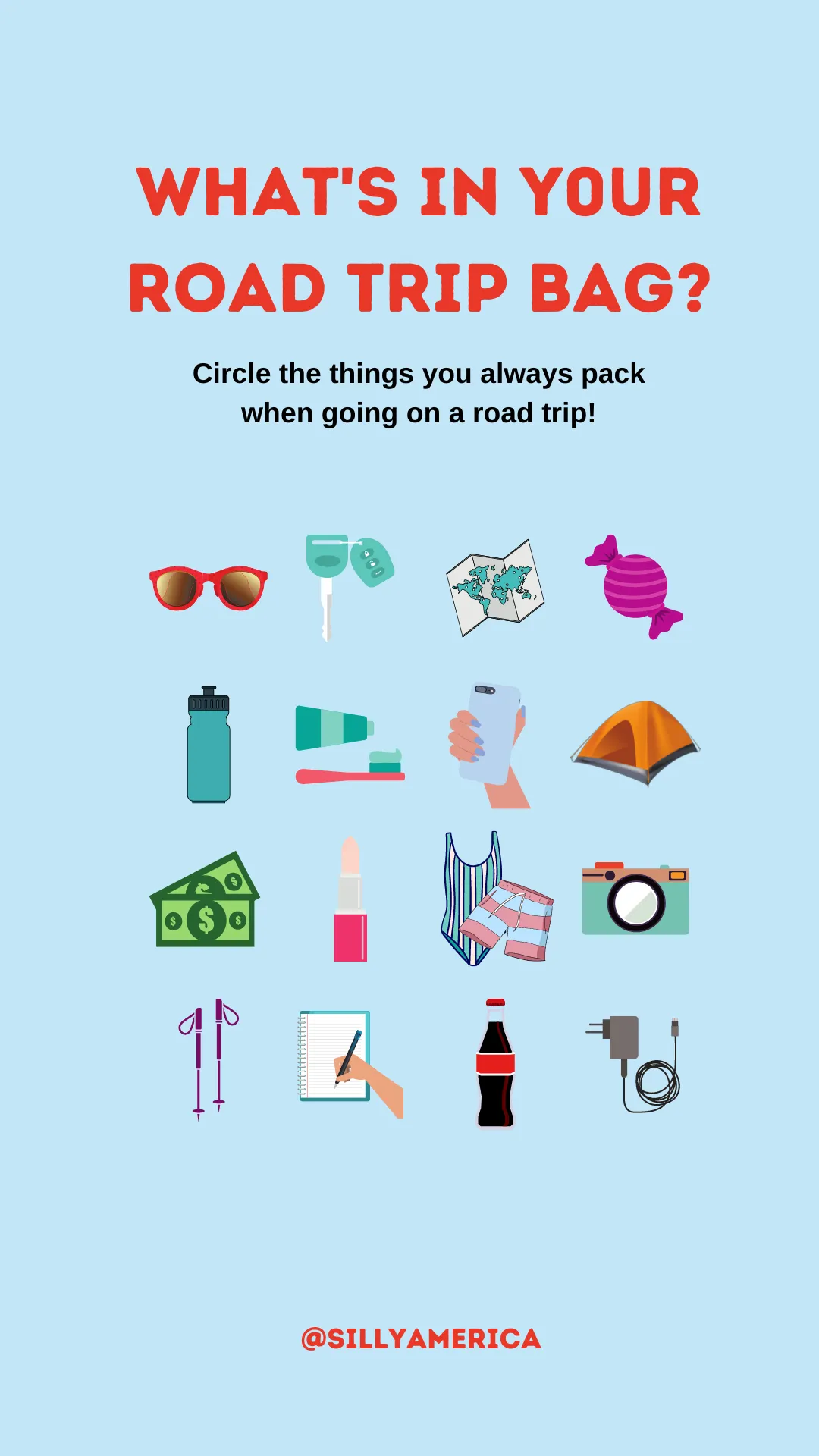 What's In Your Road Trip Bag? Instagram Story Template