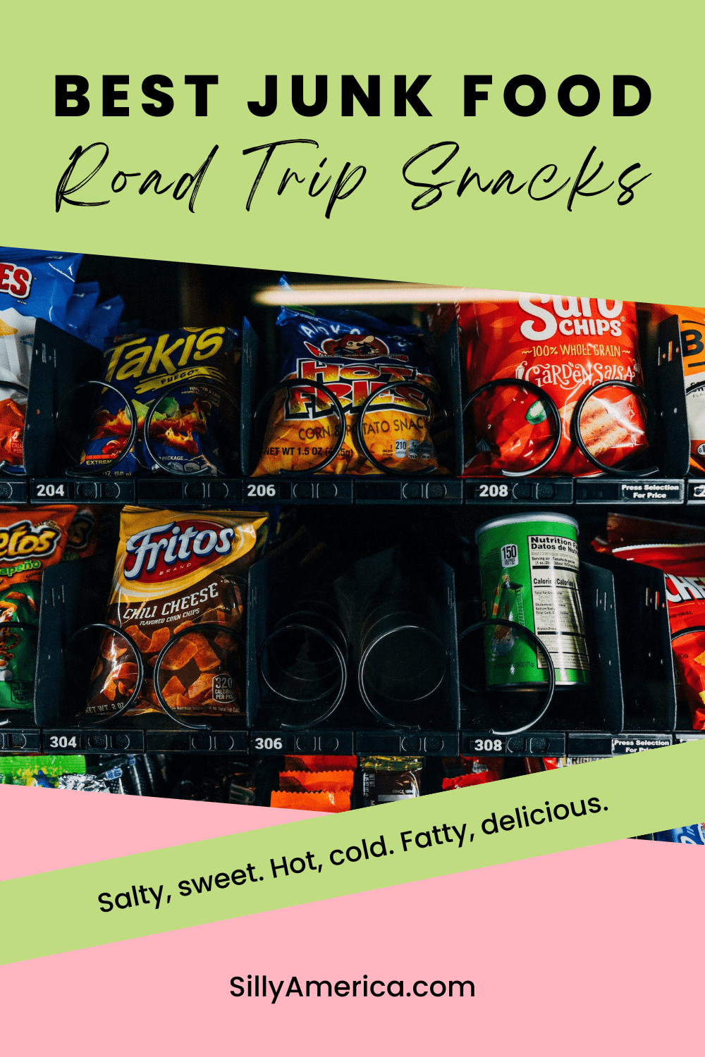 What do you reach for when you reach for a road trip snack? The best junk food road trip snacks are found in gas stations, convenience stores, fast food drive throughs, travel centers, and hotel and rest area vending machines. Salty, sweet. Hot, cold. Fatty, delicious. Read on to find the best junk food road trip snacks that you'll definitely want to pull over for. #RoadTrip #RoadTripSnacks #RoadTripJunkFood #JunkFoodRoadTripSnacks