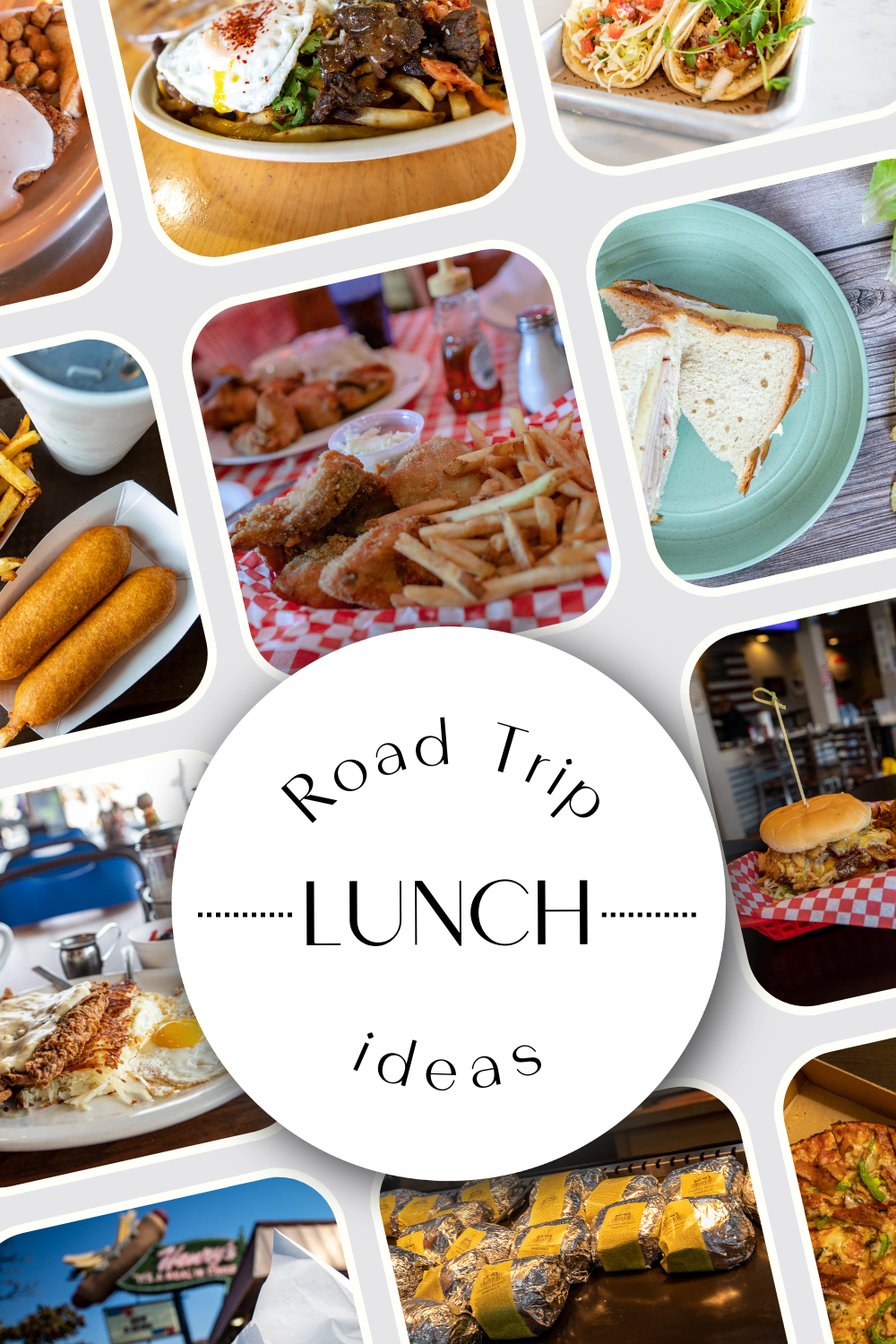 Let's do lunch! A good road trip lunch will give you the fuel you need to keep going on your day's journey and keep you satisfied as you trek on. It also, often, gives you the chance to try something new and local. So what are some good road trip lunch ideas? Whether you want grab and go fast food in the car, to try out a local delicacy at a diner or restaurant, or want recipes to make ahead, the best road trip lunch is the one you're eating today. #RoadTrip #RoadTripLunch #RoadTripFood