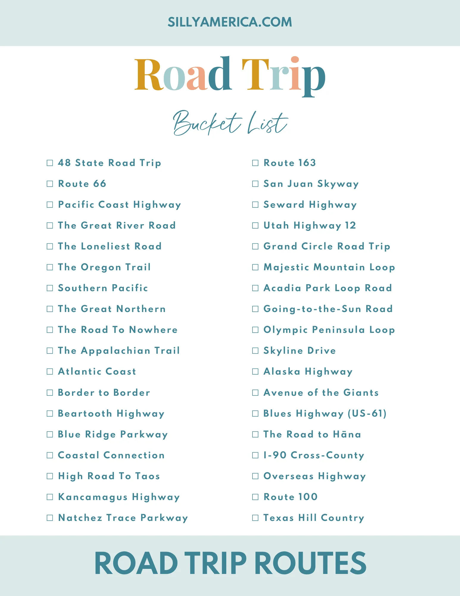 Bucket List Road Trip Routes - iconic drives and roads to add to your travel bucket list