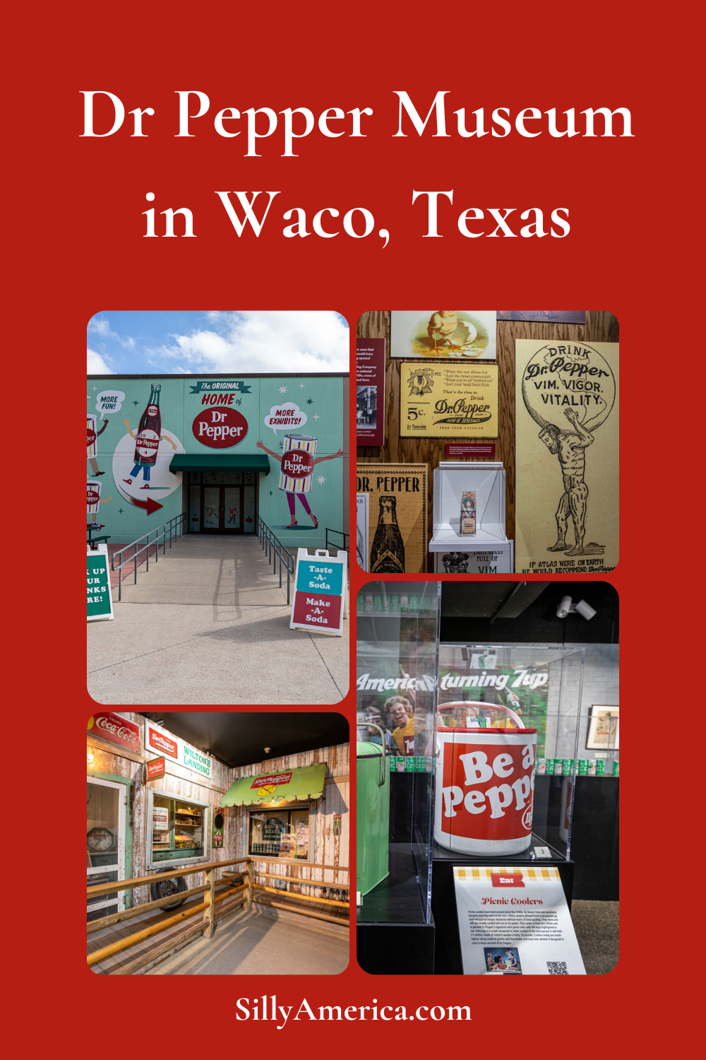 Learn more about this iconic soft drink at the Dr Pepper Museum in Waco, Texas. The Dr Pepper Museum in Waco, Texas takes you on a journey through the history of the popular soft drink. Known as the national drink of Texas, Dr Pepper was created in the 1880s by pharmacist Charles Alderton and was first served around 1885 before being nationally marketed in the United States in 1904. Visit this weird museum on a Texas road trip to Waco! #RoadTrip #MUseum #DrPepper #TexasRoadTrip