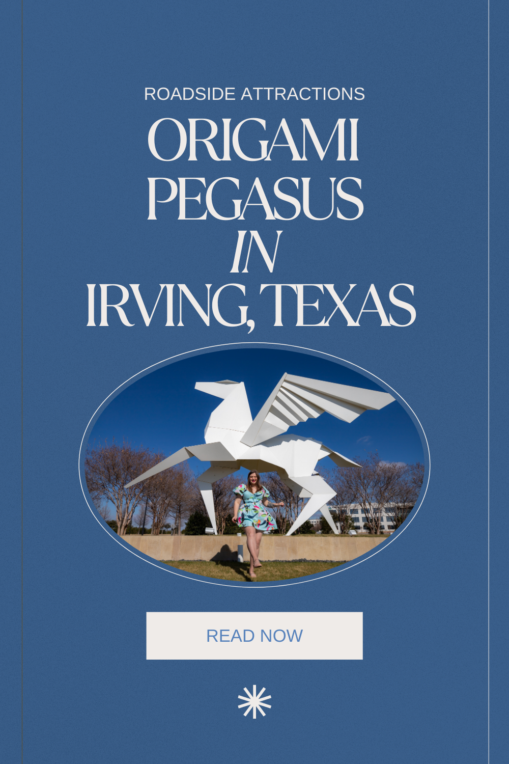 On a road trip to find the best roadside attractions in America, you never know what might unfold. But you won't have to go on a paper chase to find this one. The Origami Pegasus in Irving, Texas takes a mythical creature and an ancient art form to new heights. Visit this weird Texas roadside attraction and roadside oddity on a road trip through texas. Add it to your travel itinerary! #Texas #TexasRoadsideAttraction #RoadsideAttraction #RoadTrip #TexasRoadTrip #RoadTripItinerary