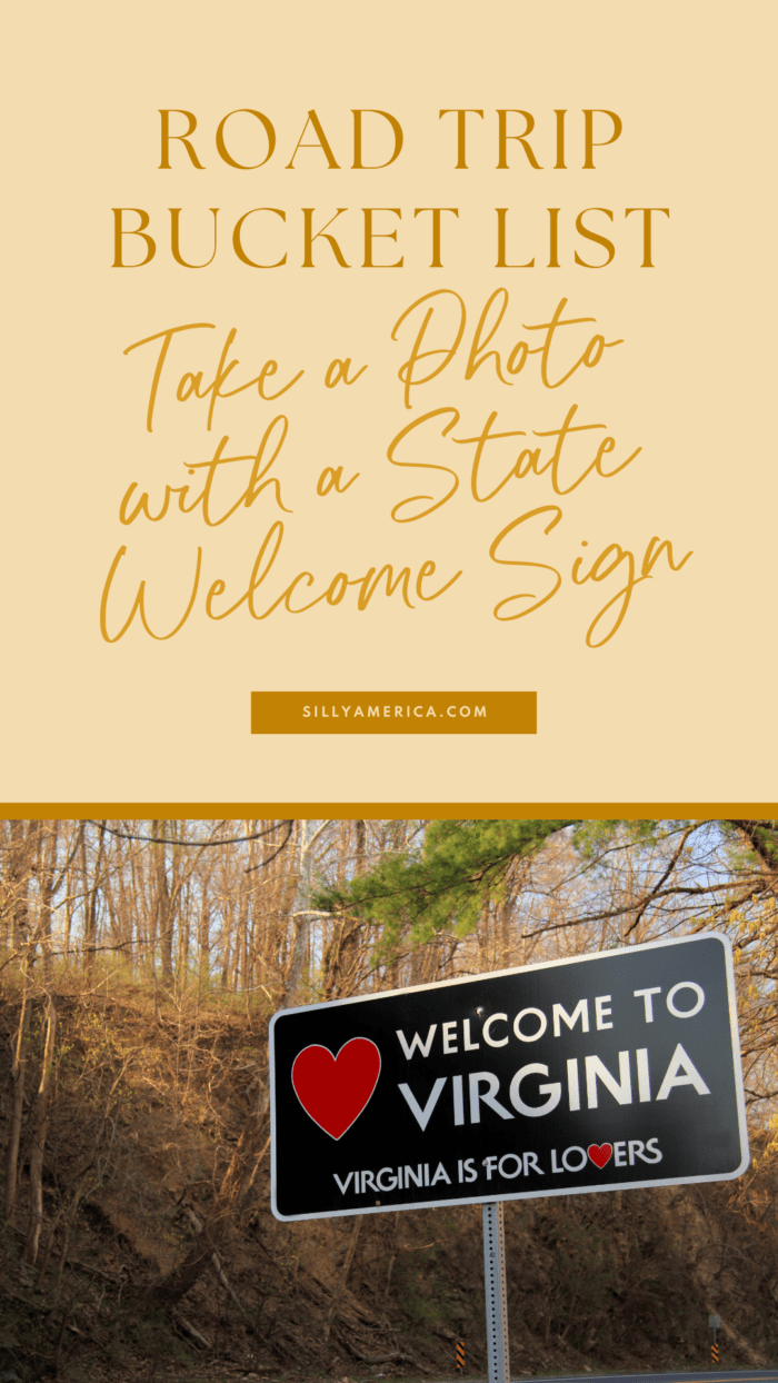 Road Trip Bucket List Ideas - Take a Photo with a State Welcome Sign