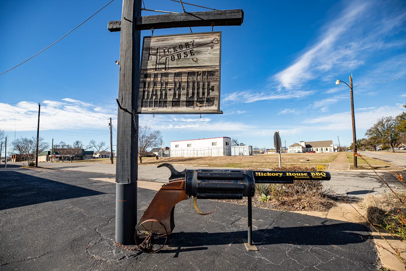 Big BBQ Six-Shooter in Denison, Texas - Roadside Attraction at Hickory House Barbecue