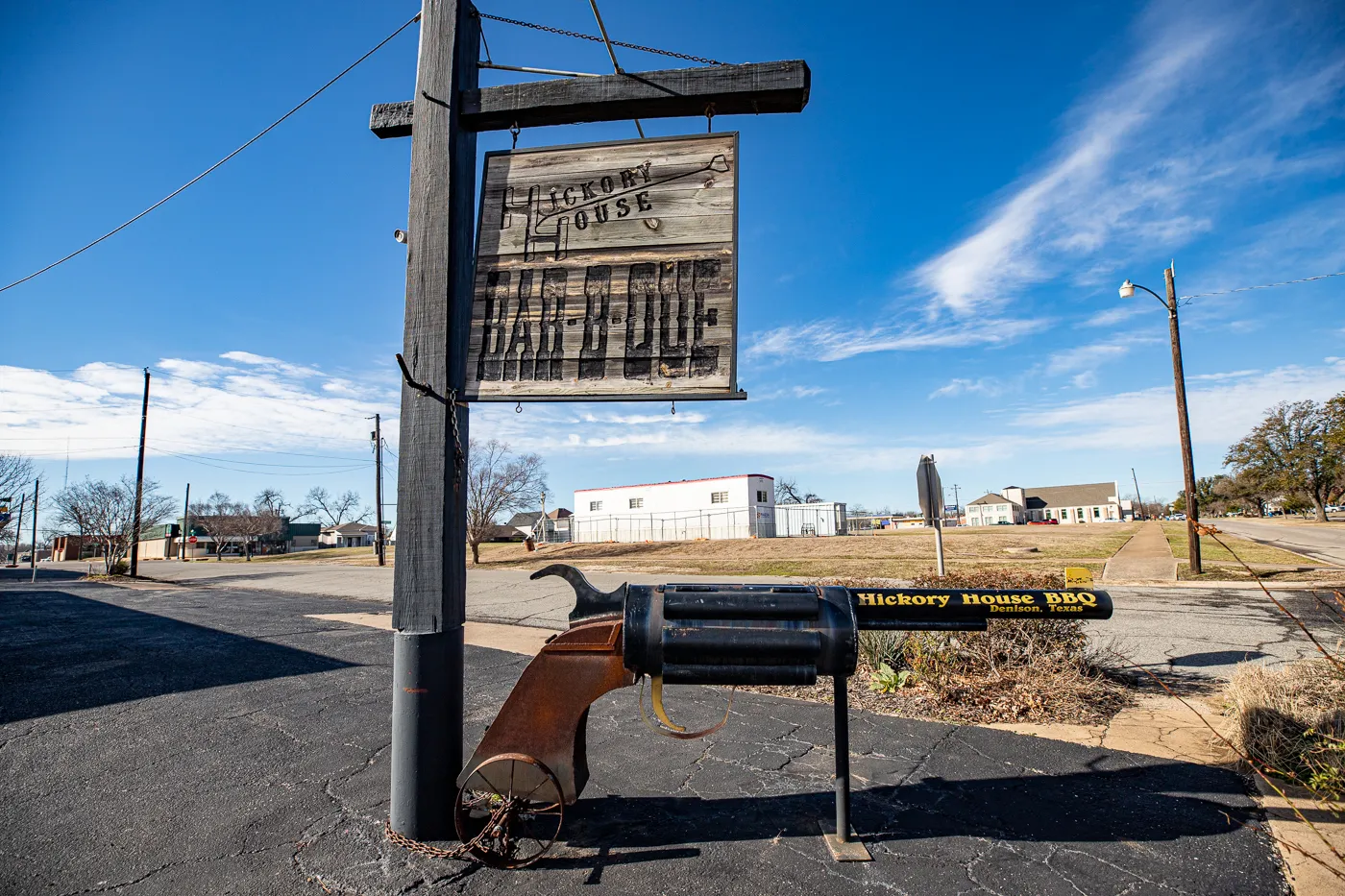 Big BBQ Six-Shooter in Denison, Texas - Roadside Attraction at Hickory House Barbecue