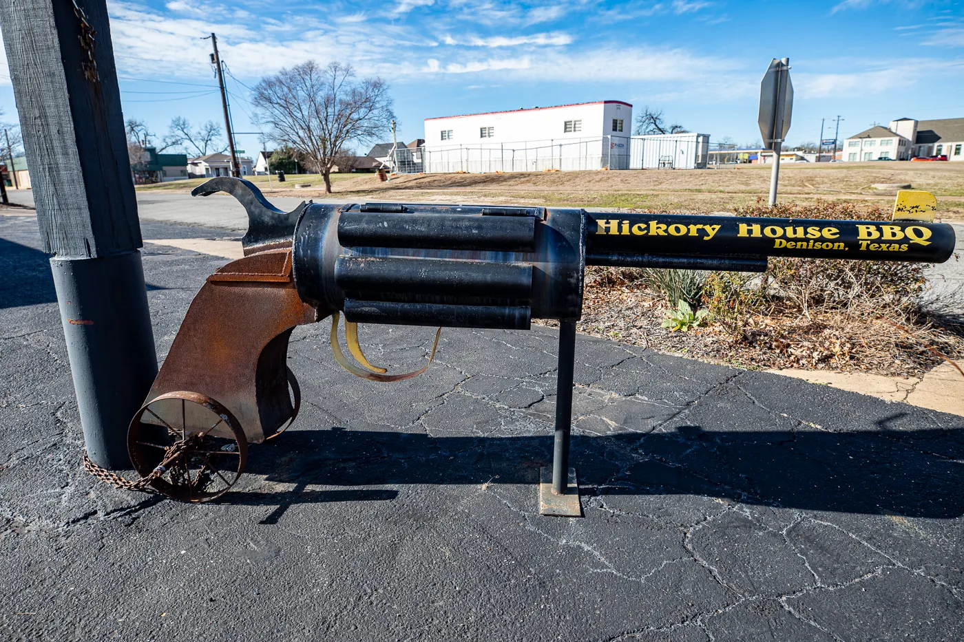 Big BBQ Six-Shooter in Denison, Texas - Roadside Attraction at Hickory House Barbecue