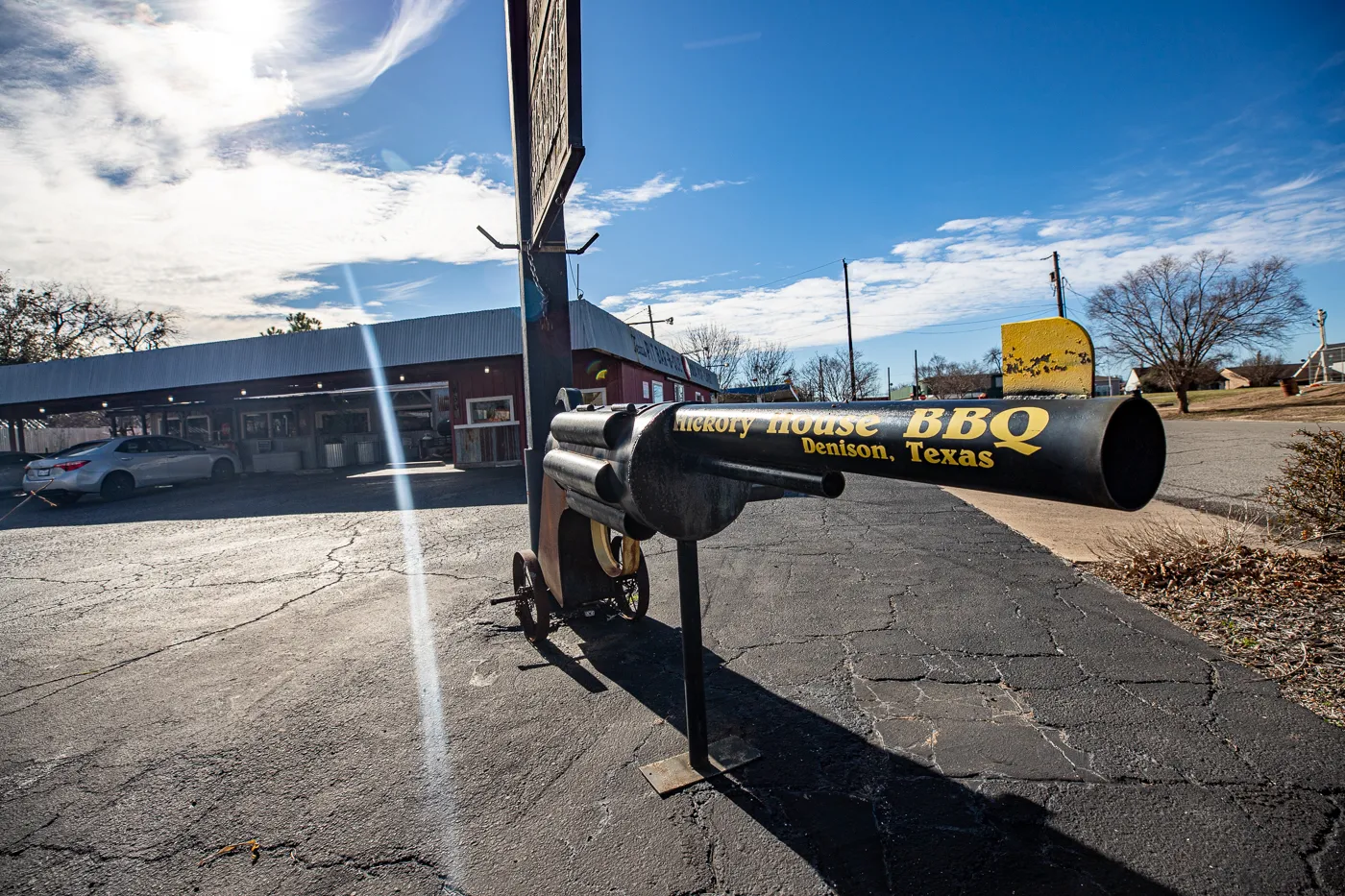 Big BBQ Six-Shooter in Denison, Texas - Roadside Attraction at Hickory House Barbecue