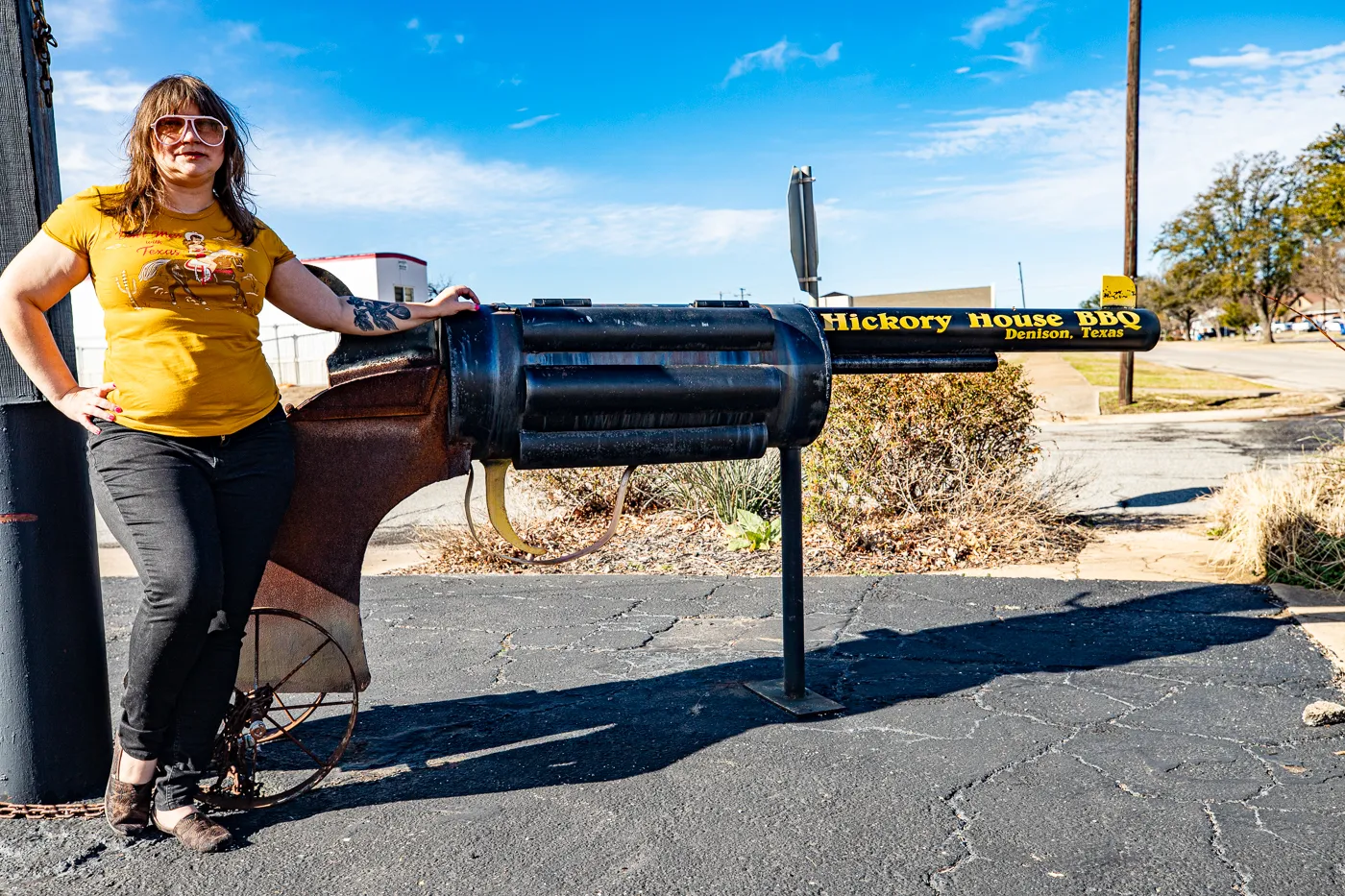 Big BBQ Six-Shooter in Denison, Texas - Roadside Attraction at Hickory House Barbecue