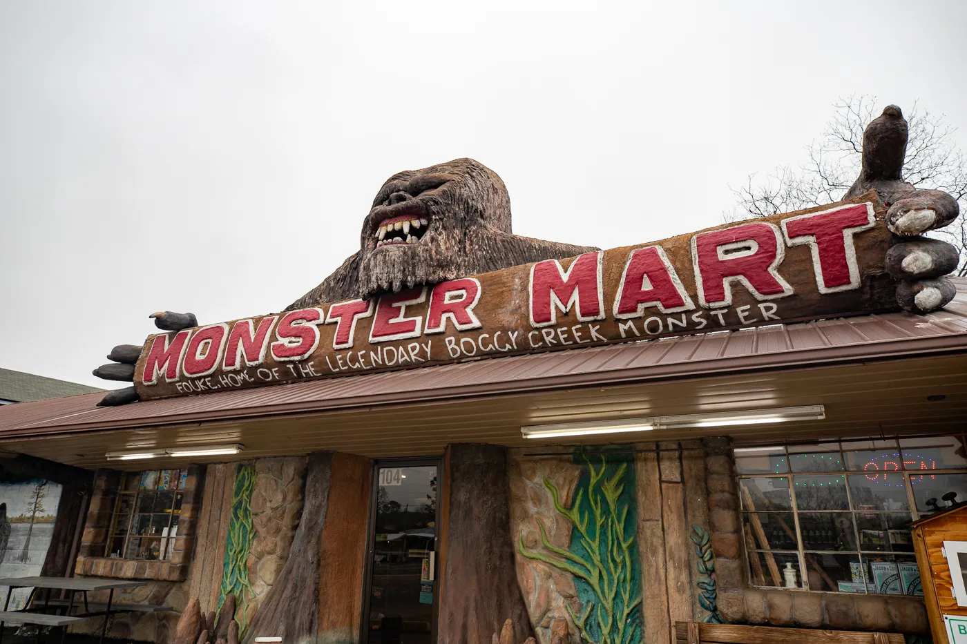 Boggy Creek Monster at Fouke Monster Mart in Fouke, Arkansas roadside attraction and convenience store