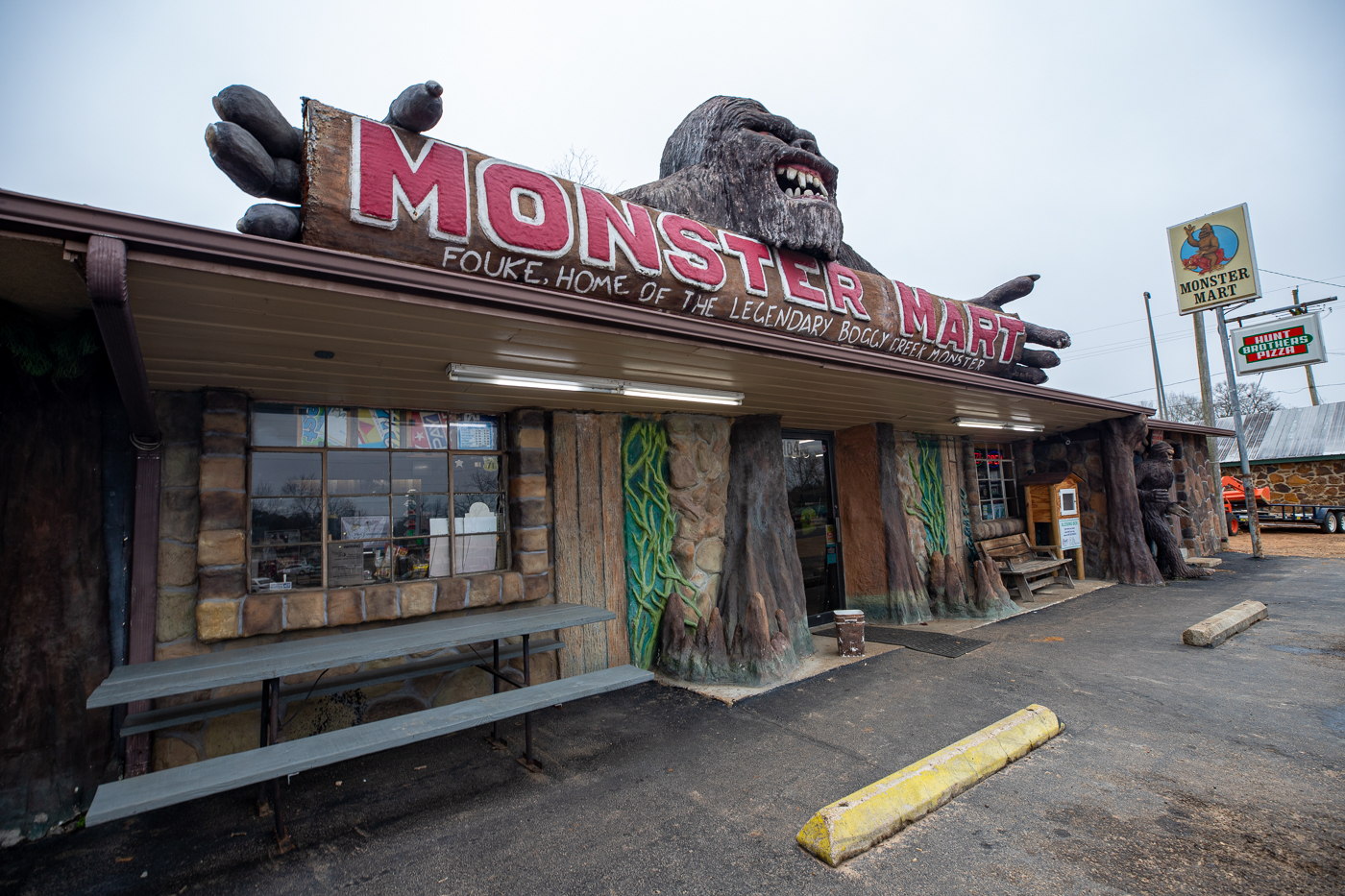 Boggy Creek Monster at Fouke Monster Mart in Fouke, Arkansas roadside attraction and convenience store