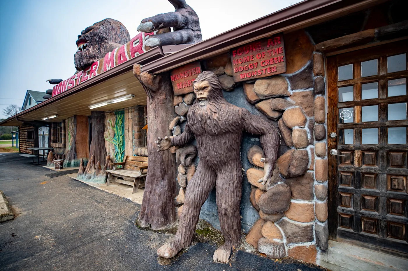 Boggy Creek Monster at Fouke Monster Mart in Fouke, Arkansas roadside attraction and convenience store