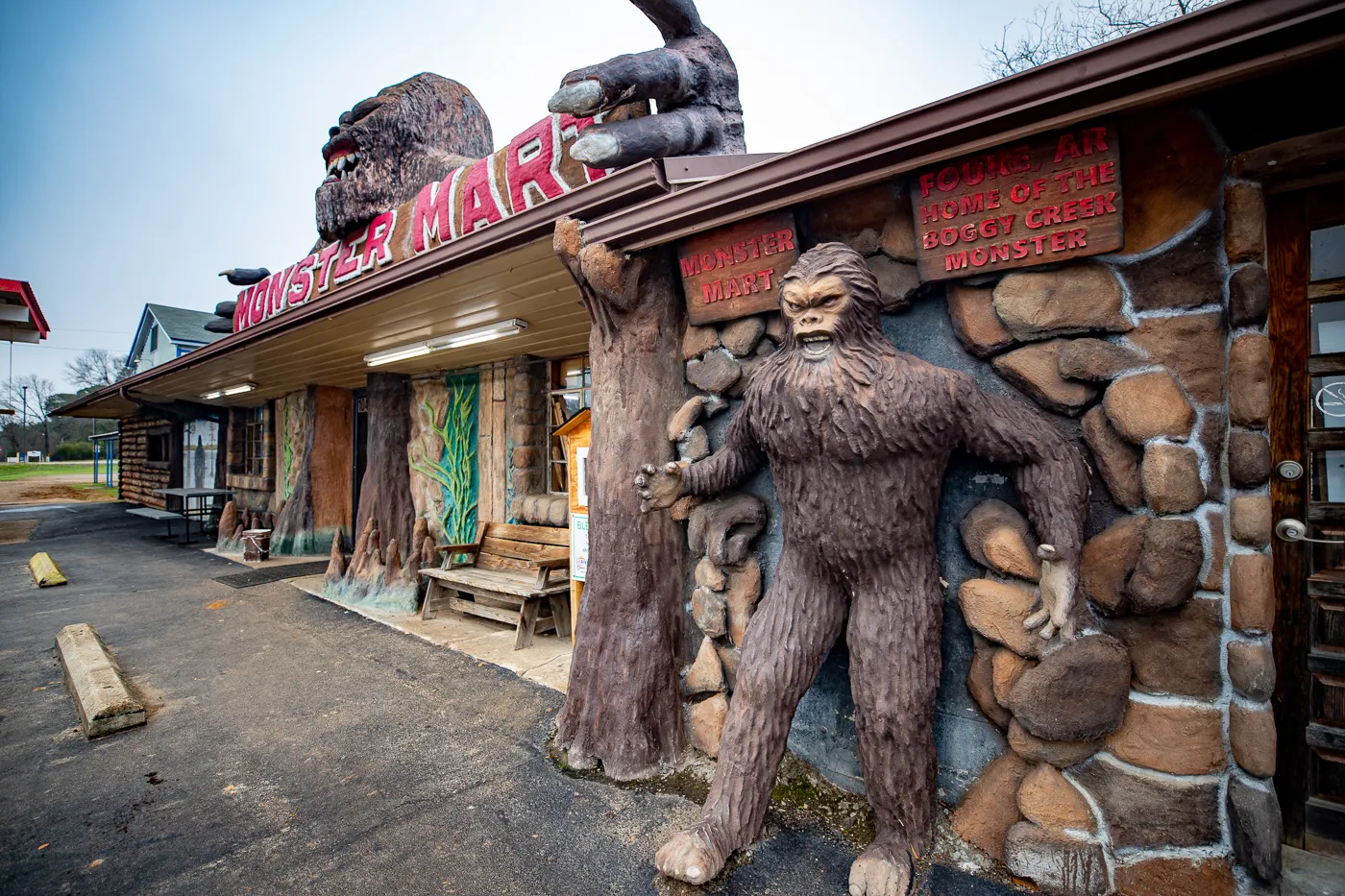 Boggy Creek Monster at Fouke Monster Mart in Fouke, Arkansas roadside attraction and convenience store