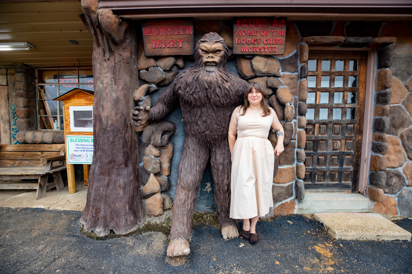 Boggy Creek Monster at Fouke Monster Mart in Fouke, Arkansas roadside attraction and convenience store