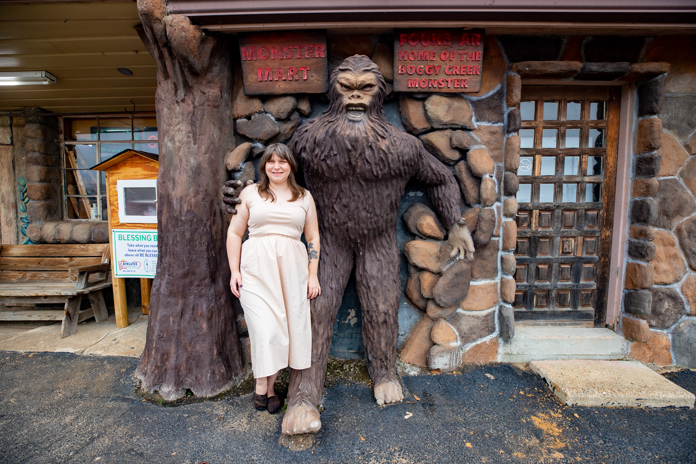 Boggy Creek Monster at Fouke Monster Mart in Fouke, Arkansas roadside attraction and convenience store